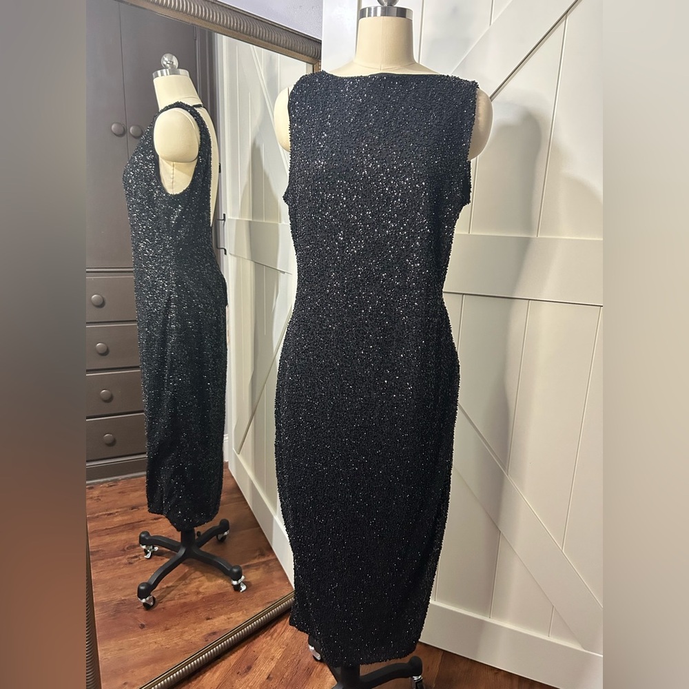NWT Oh Polly Embellished Open-Back Midaxi Dress in Black